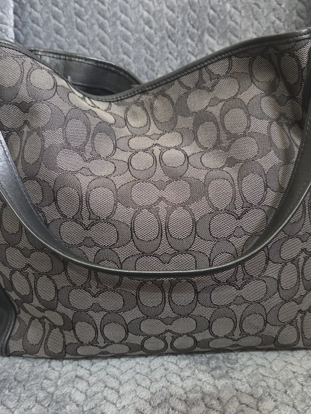 VTG Coach Edie 31 Signature Jacquard Shoulder Bag & Matching Wallet Smoke Black
